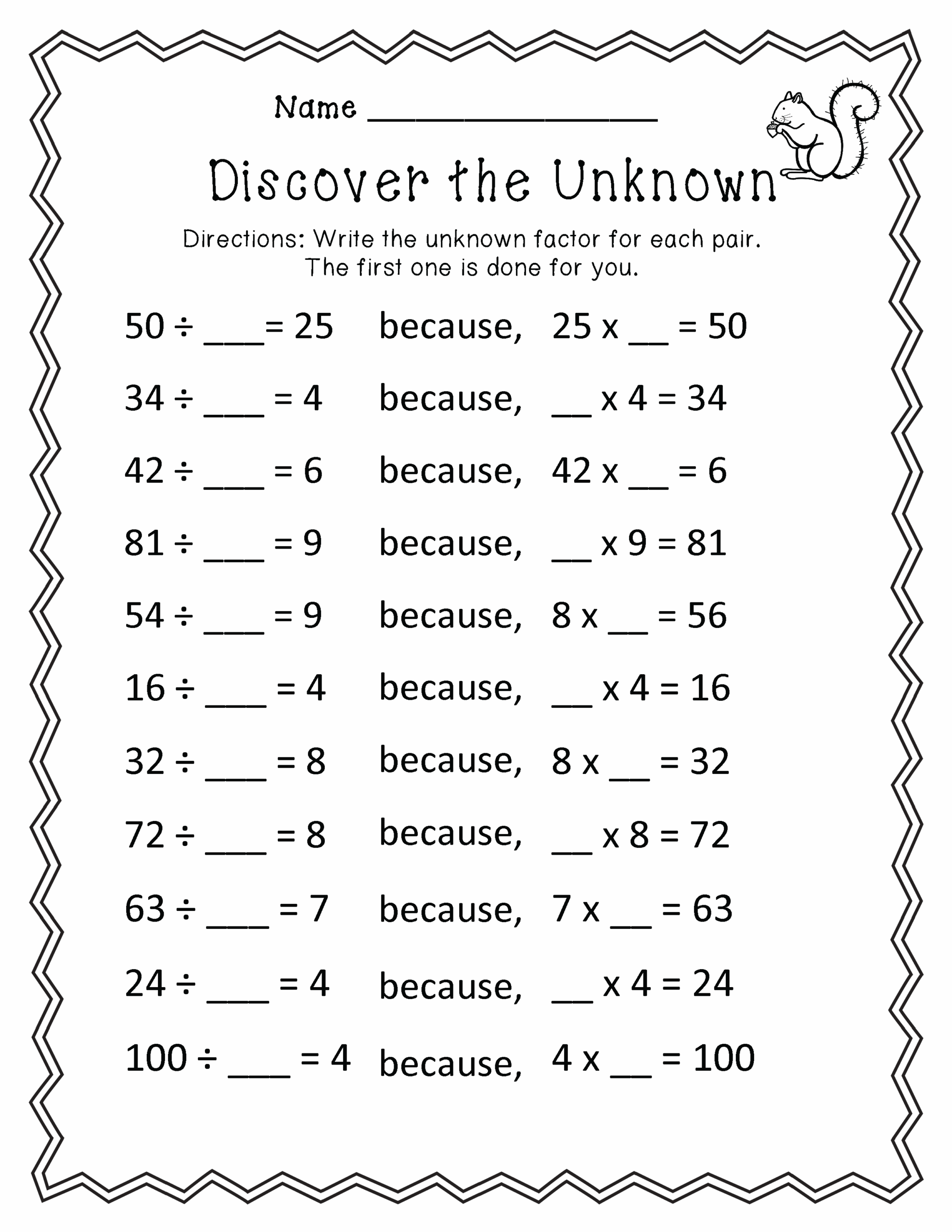 Math Printables 3rd Grade