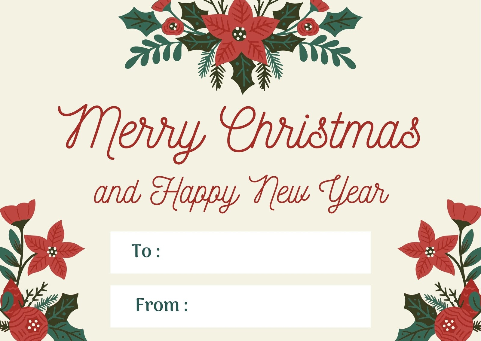 Merry Christmas Card Template Printable