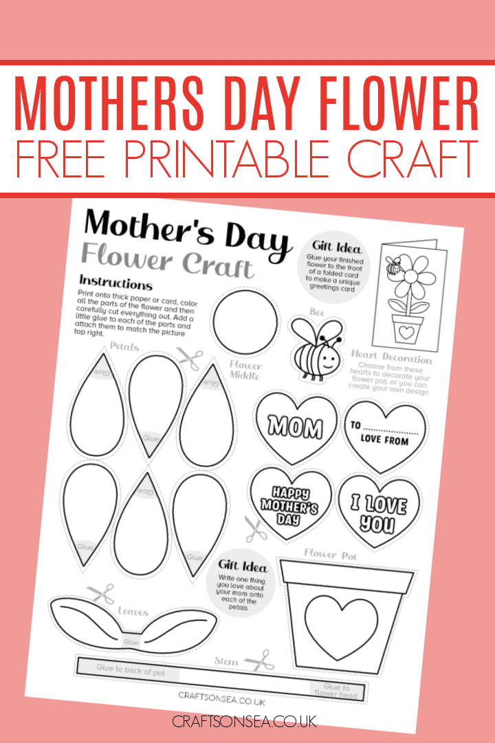 Mothers Day Printable Flower Craft FREE PDF Crafts On Sea