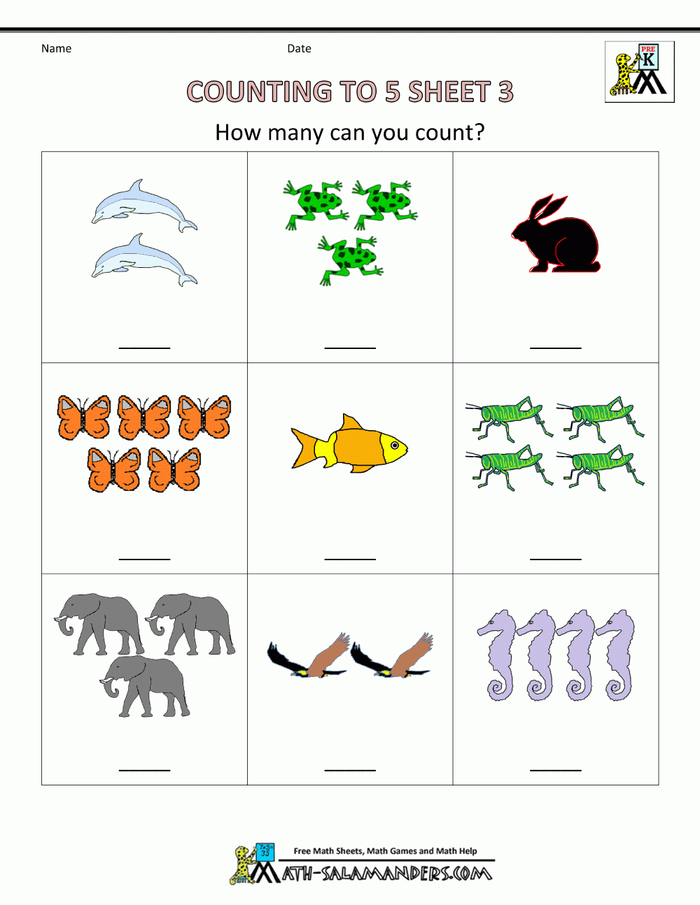 Number Preschool Worksheets