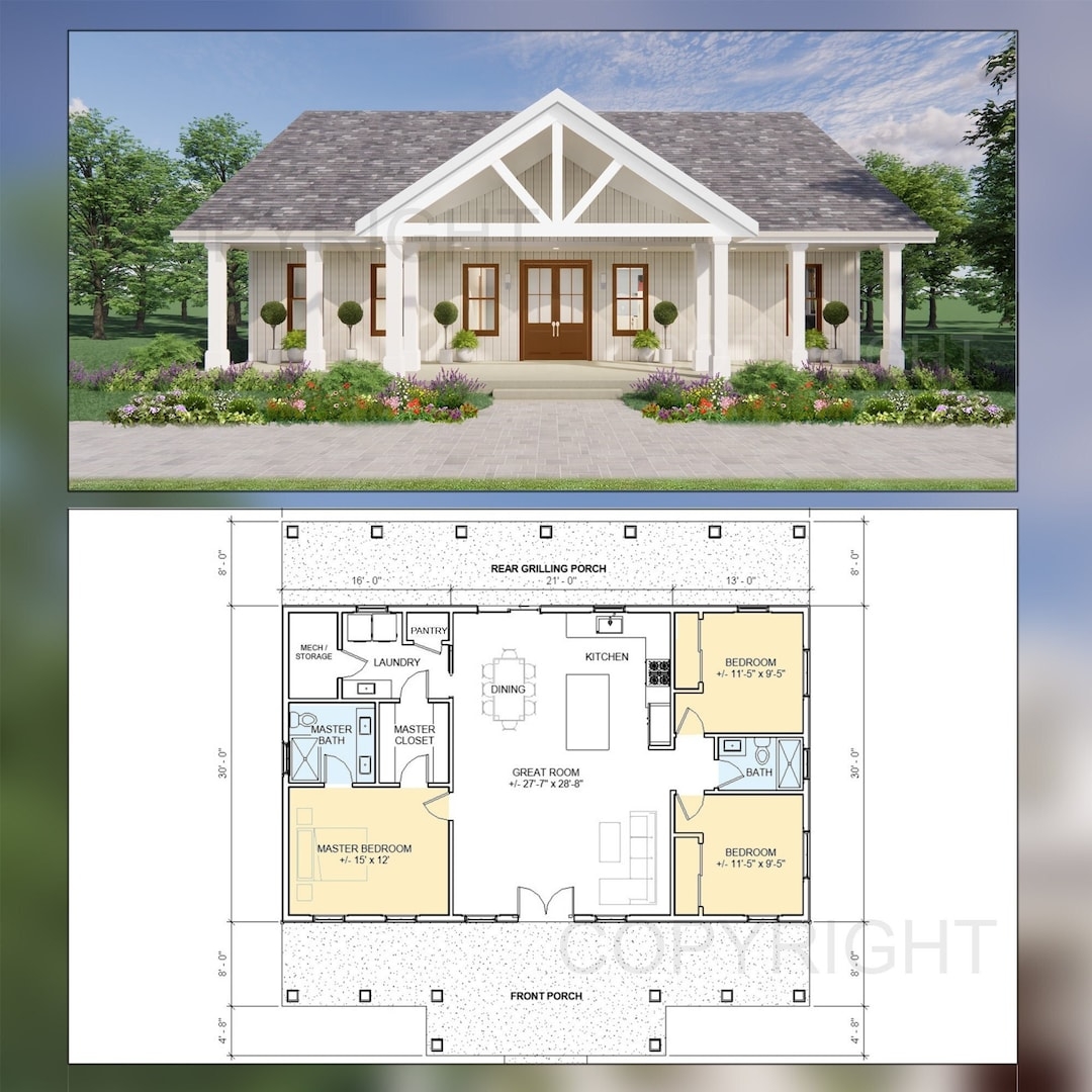 Oak Springs House Construction Plans Open Plan Design Modern Farmhouse 