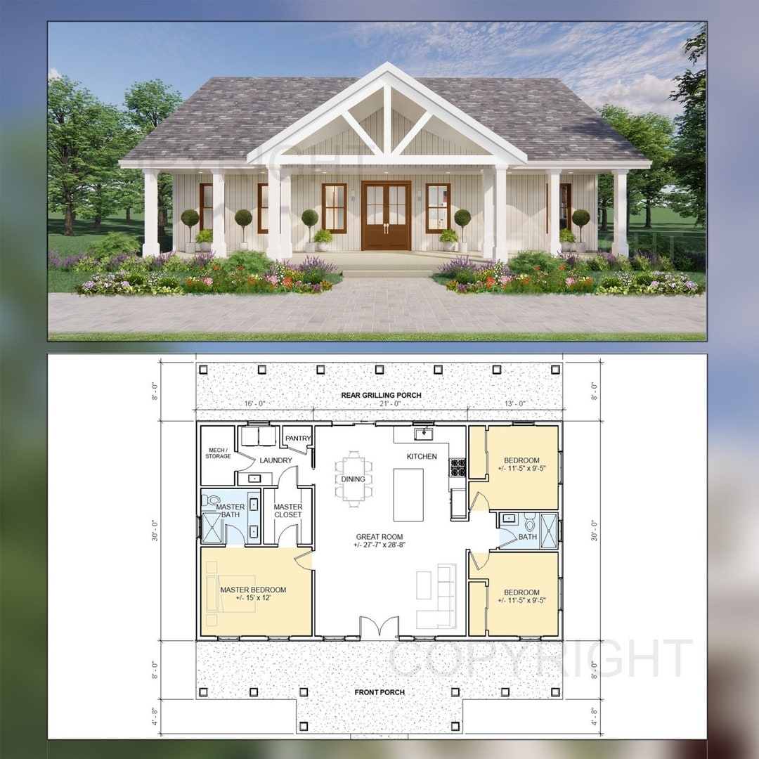Oak Springs House Construction Plans Open Plan Design Modern Farmhouse 