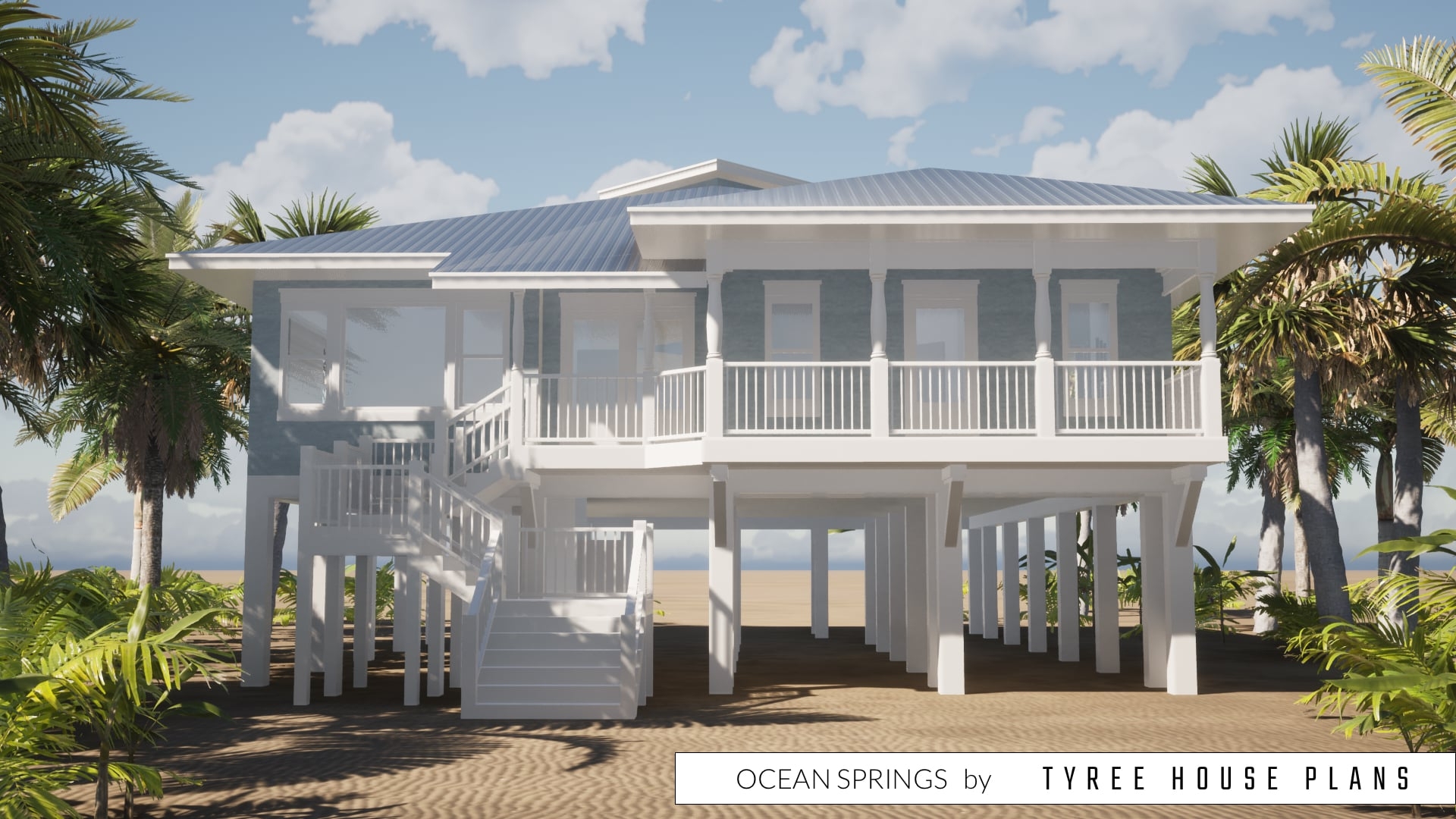 Ocean Springs Old Florida Beach House Plan With Lookout Tower Created 