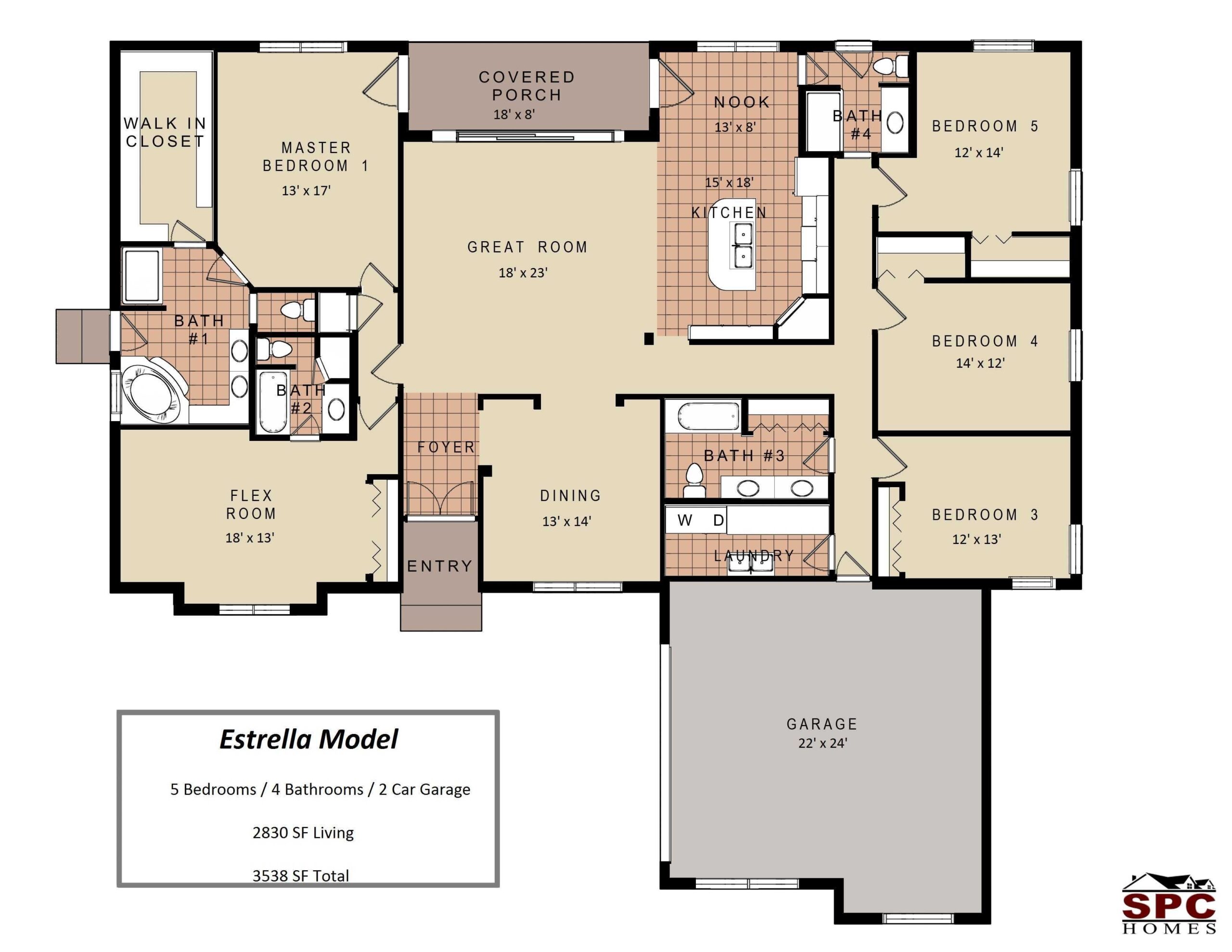 One Story 4 Bedroom House Floor Plans Printable Templates Free