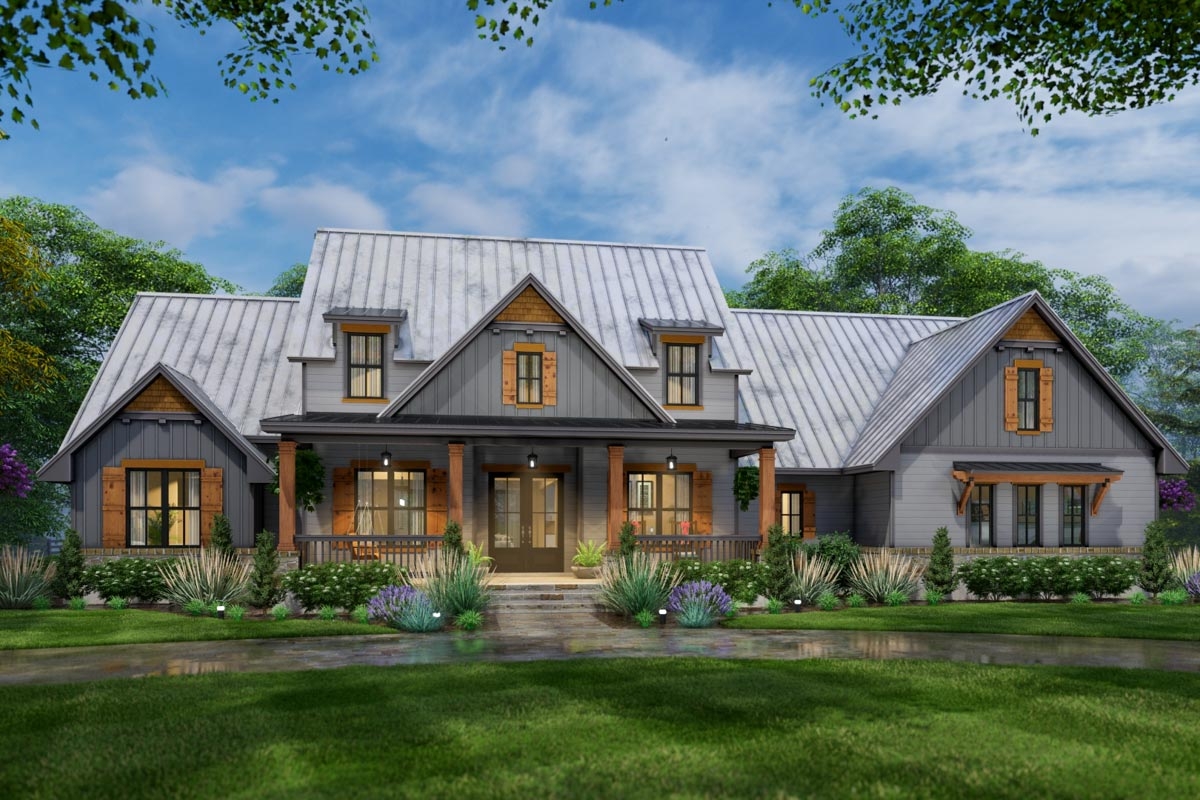 One Story Modern Farmhouse Plan With Loft And Optionally Finished Bonus 