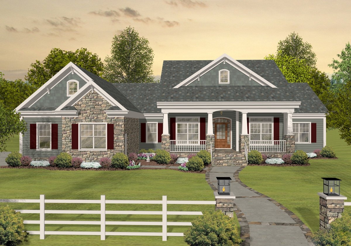 One Story Modern Farmhouse Plan With Open Concept Living House Plan 