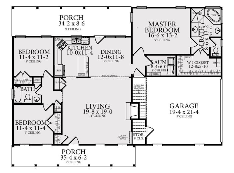 One Story Ranch Style House Plan 4309 Southern Trace 4309
