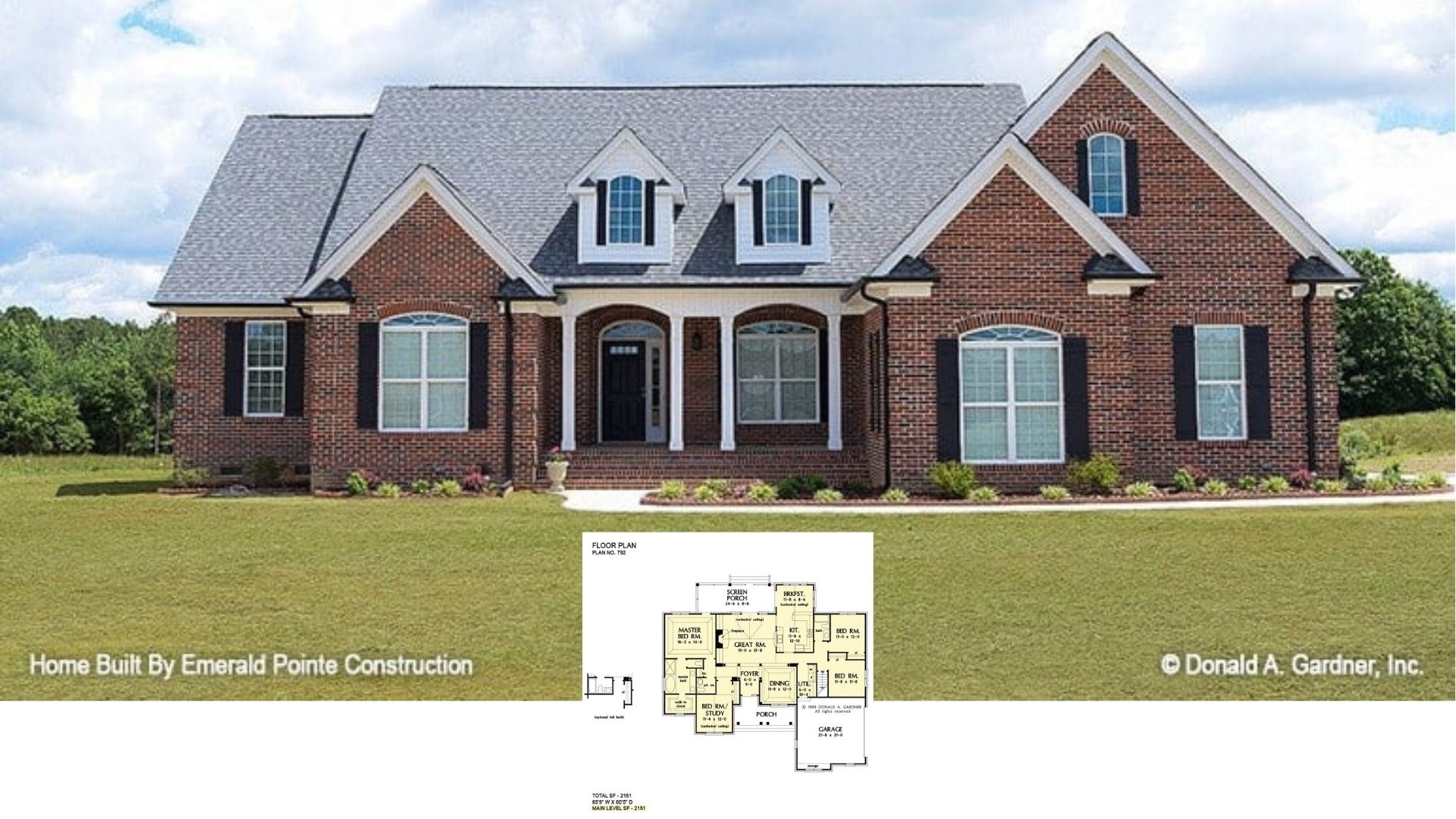 Onestory House Plan With Elegant Brick Exterior Lyncrest House Plan