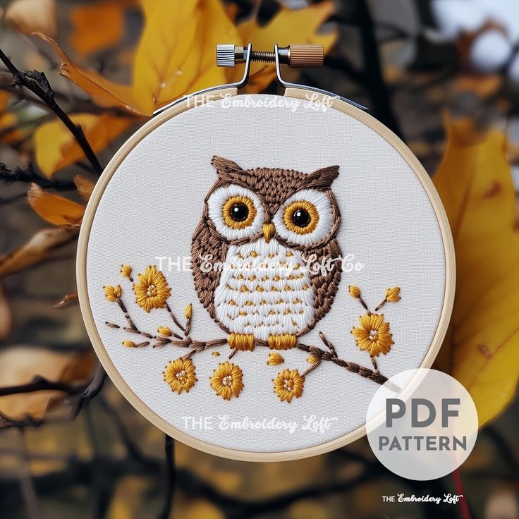 Owl Hand Embroidery Pattern Owl Pattern Owl Embroidery Wise Owl 