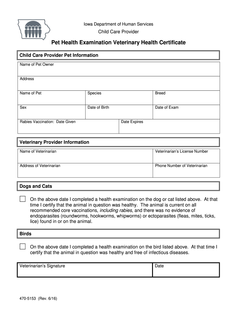Pet Health Examination Veterinary Health Certificate 2020 2022 Fill 