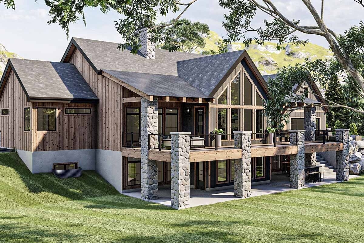 Plan 62358dj Mountain Lake Home Plan With Vaulted Great Room And Pool 