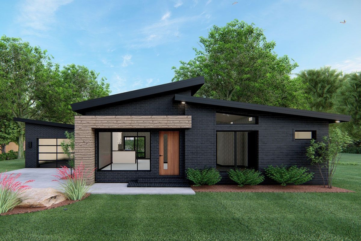 Plan 70670MK One Level Contemporary Home Plan With Single Garage