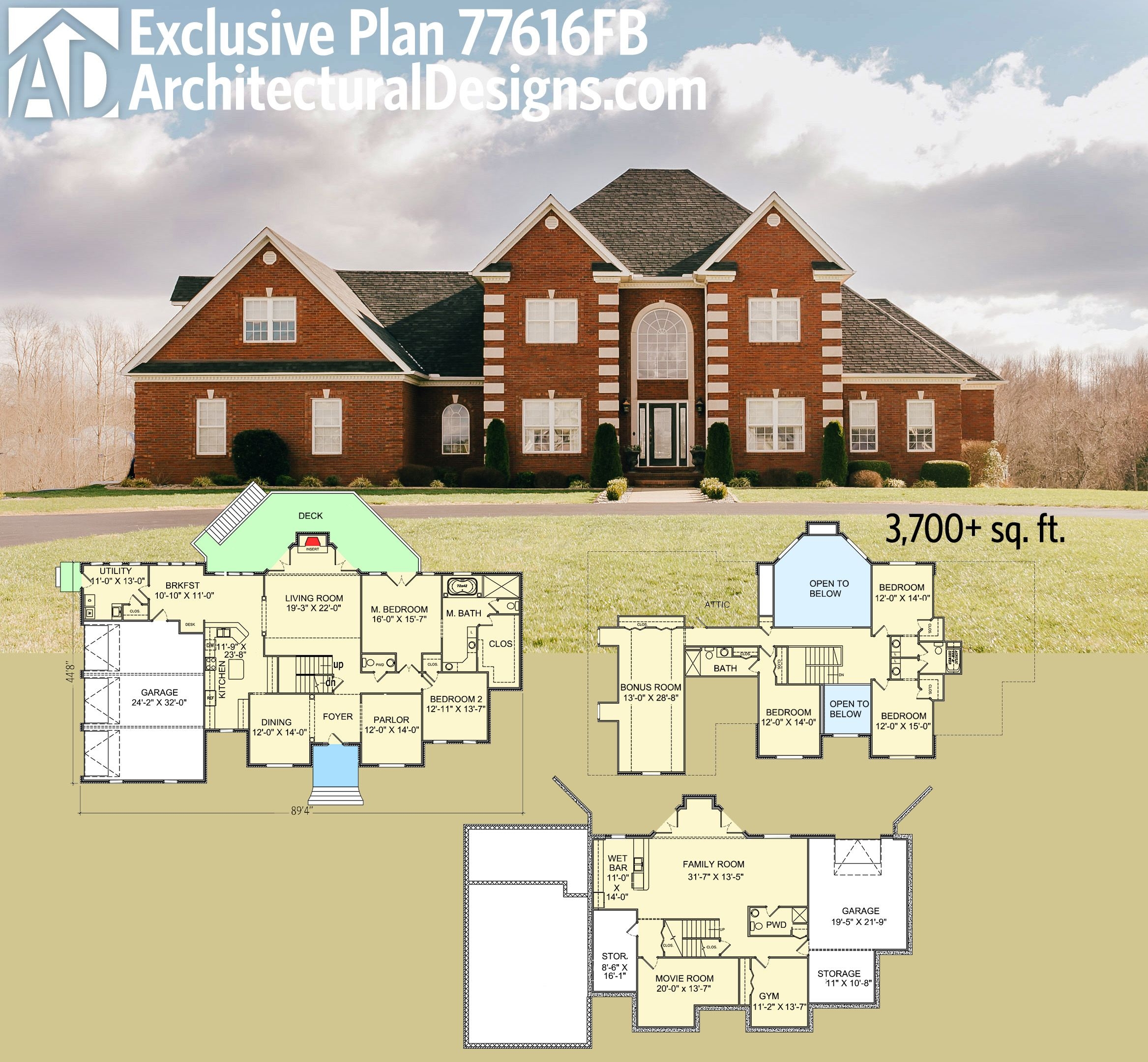 Plan 77616FB Five Bedroom Brick Traditional House Plan Dream House Plan 77616FB Five Bedroom Brick Traditional House Plan Dream House