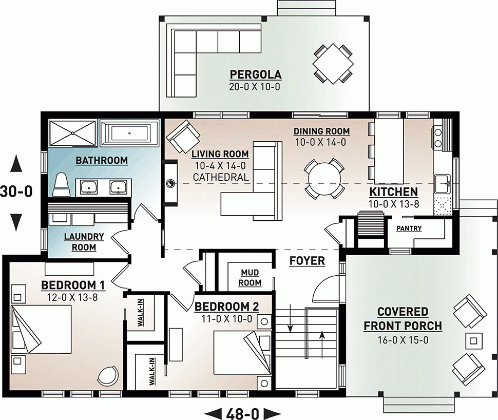 Popular Concept 2 Bedroom 1200 Sq FT Floor Plans House Plan India