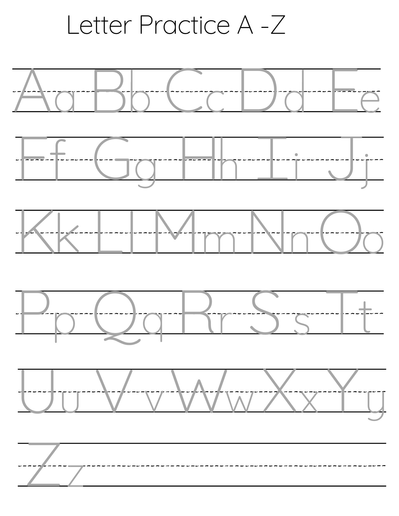 Practice Writing The Alphabet Printable