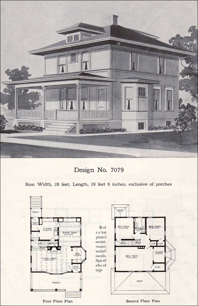 Prairie Box American Foursquare 1908 Radford Plan No 7079 Square 