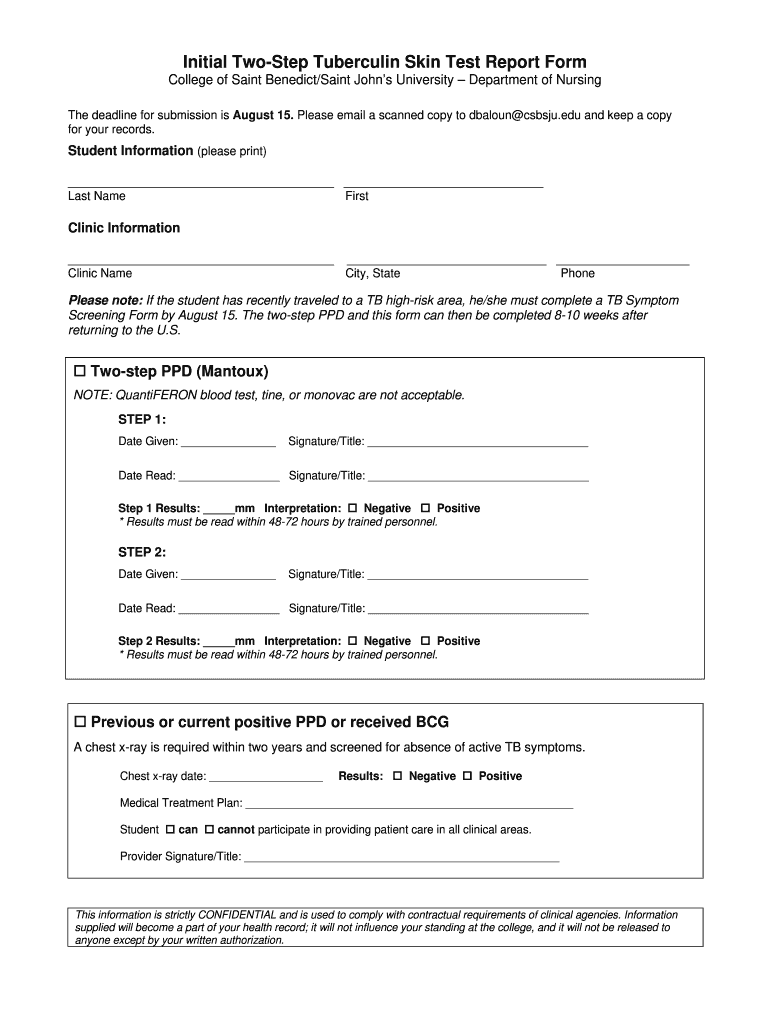 Printable 2 Step Tb Test Form AirSlate SignNow