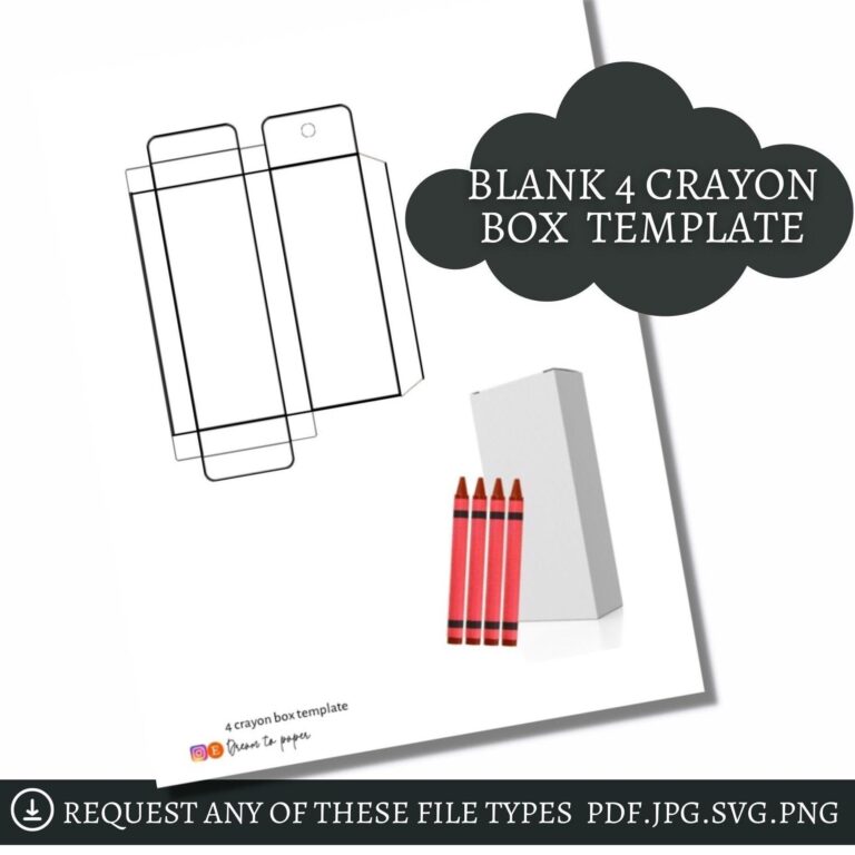 Printable 4 Wax Crayon Box Template Blank Template No Design 