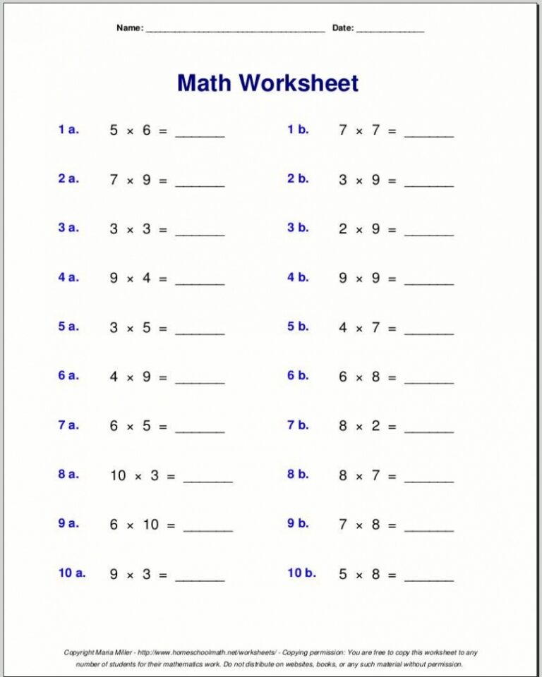 Printable 4th Grade Math Worksheets Printable Worksheets