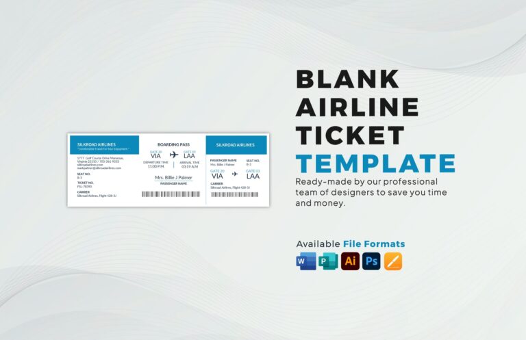 Printable Airline Ticket Template In Word PDF Google Docs Download 