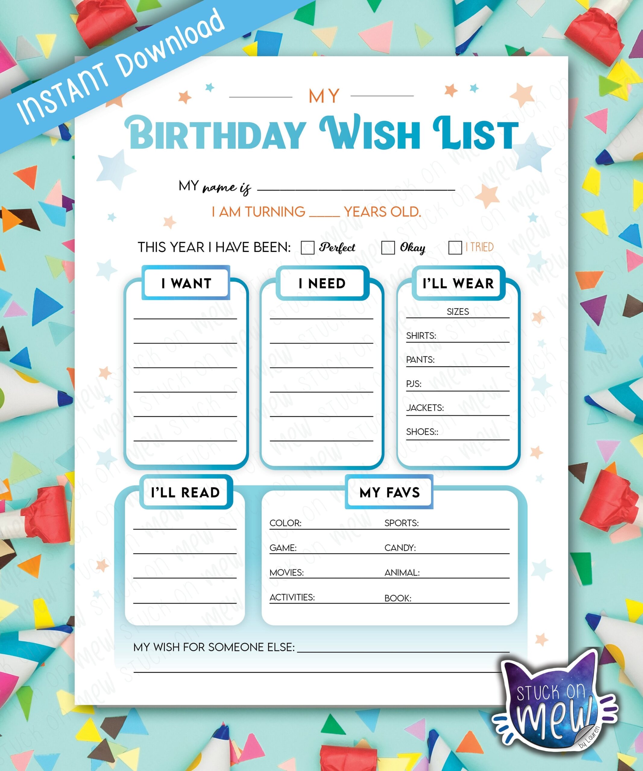 Printable Birthday Gift Wish List Template Kid 39 s Birthday Wish List 