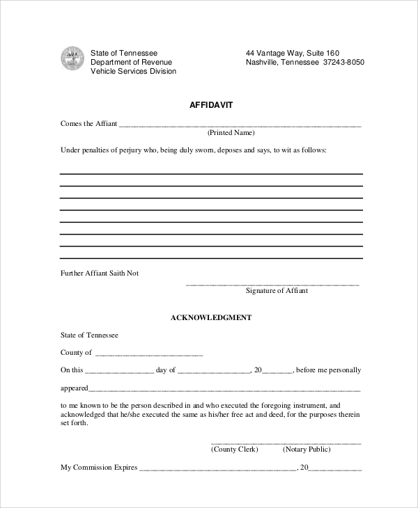 Printable Blank Affidavit Form Pdf Printable Forms Free Online