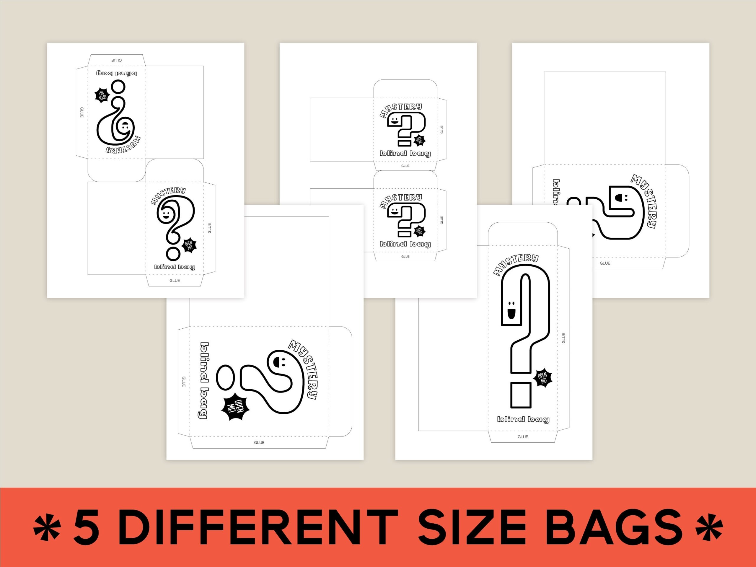 Printable Blind Bag DIY 5 Sizes PDF Digital Download Print At Printable Blind Bag DIY 5 Sizes PDF Digital Download Print At