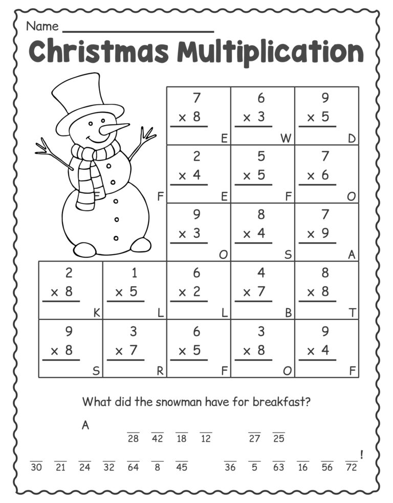 Printable Christmas Math Worksheets For Kids