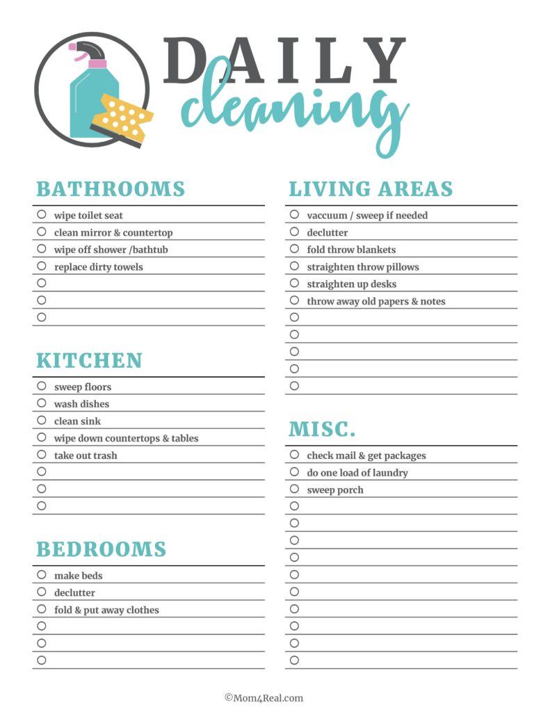 Cleaning Checklist Printable Template: Keep Your Home Spotless with ...