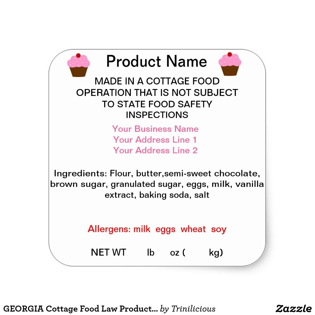 Printable Cottage Food Label Template Customize And Print