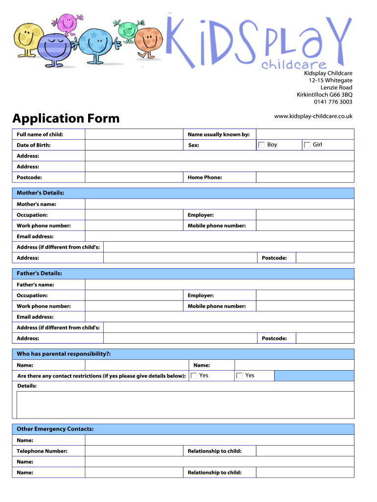 Printable Daycare Form For Texas Printable Forms Free Online