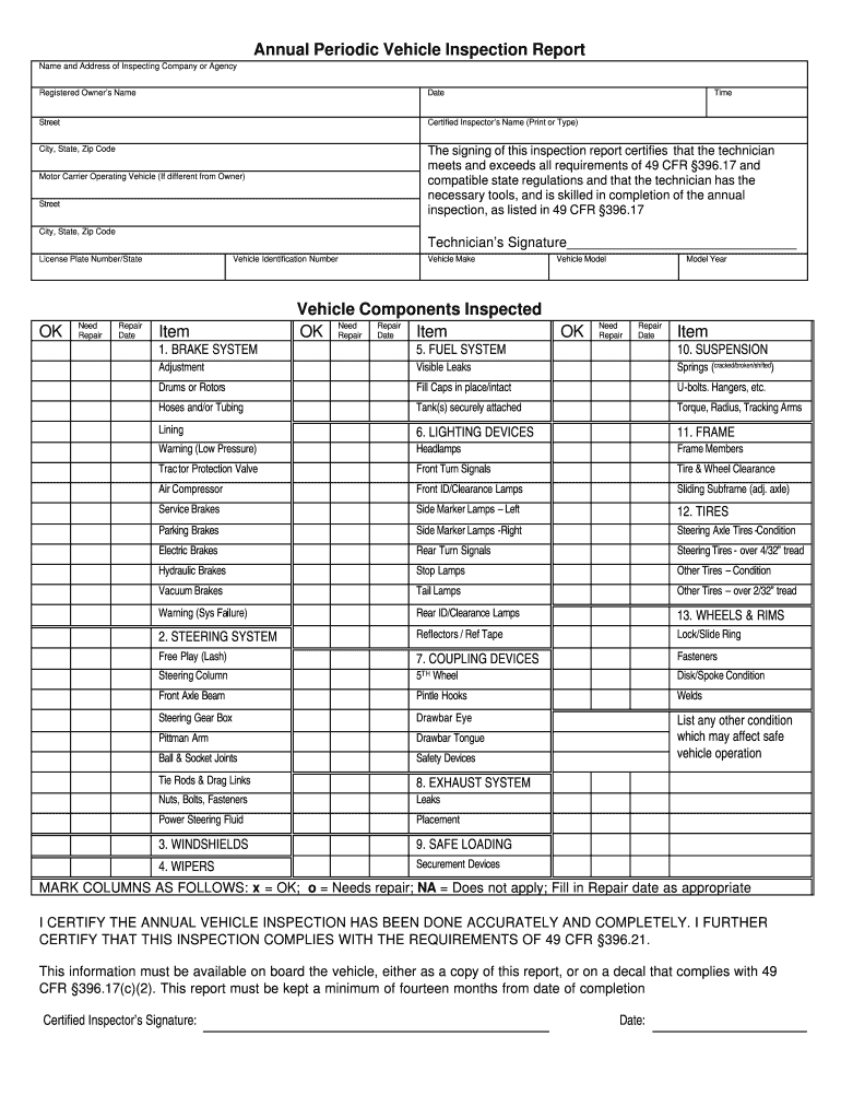 Printable Dot Inspection Forms Editable Template AirSlate SignNow