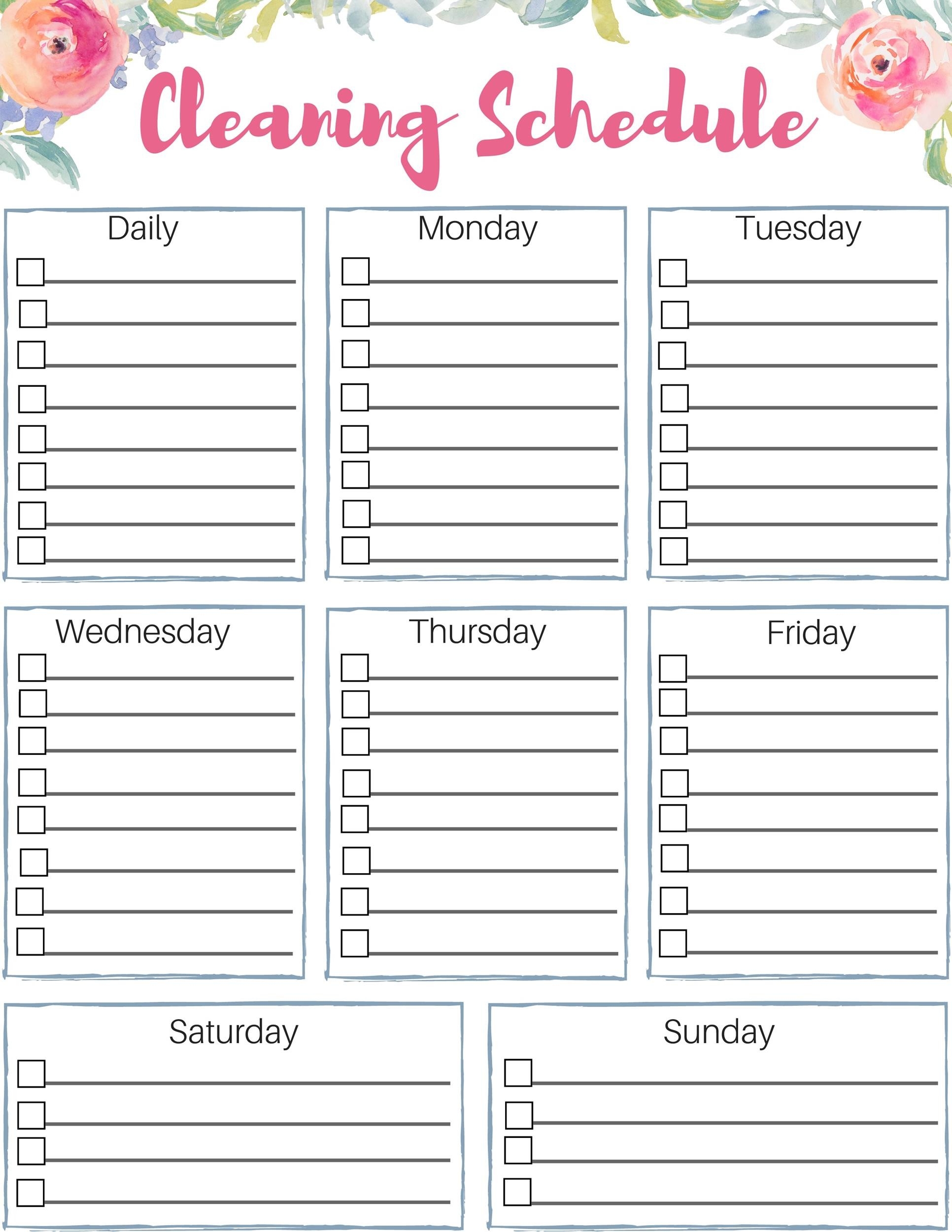 Printable Editable Cleaning Checklist Template Printable Templates