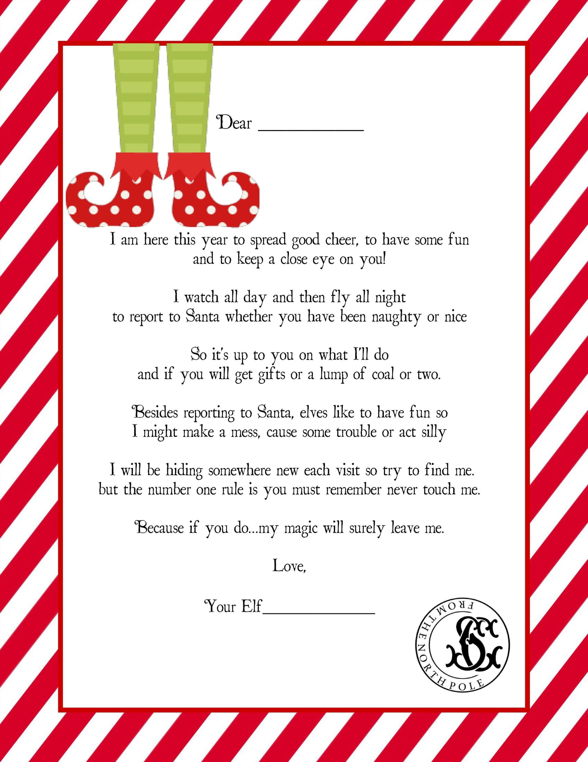 Printable Elf On The Shelf Letter From Santa Trevor S Wright