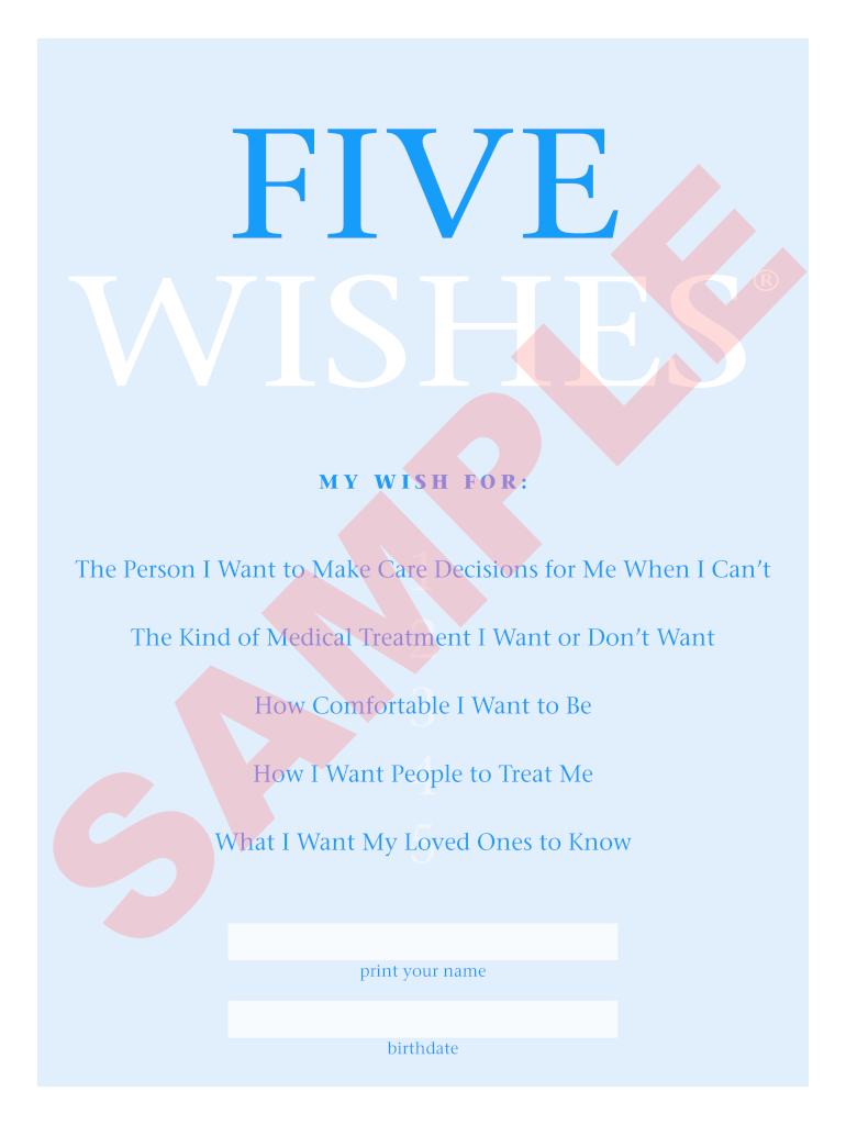 Printable Five Wishes Pdf Fill Online Printable Fillable Blank 