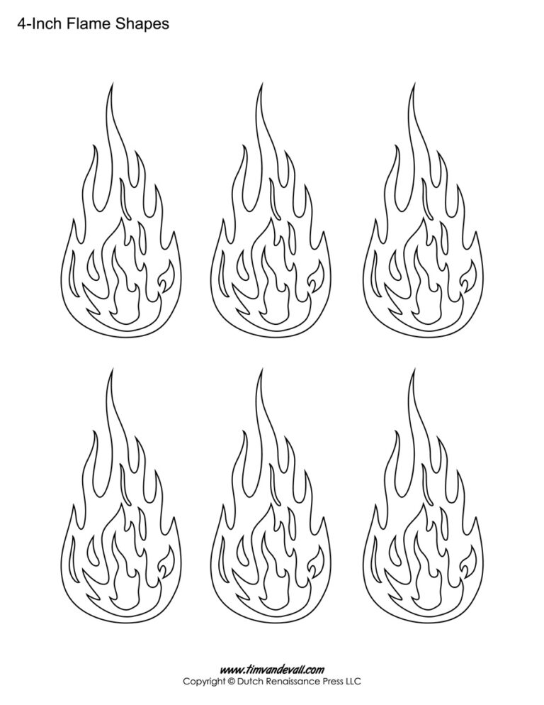 Printable Flame Stickers Flame Templates Flame Shapes