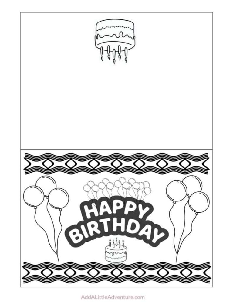 Printable Foldable Happy Birthday Coloring Card Coloring Pages