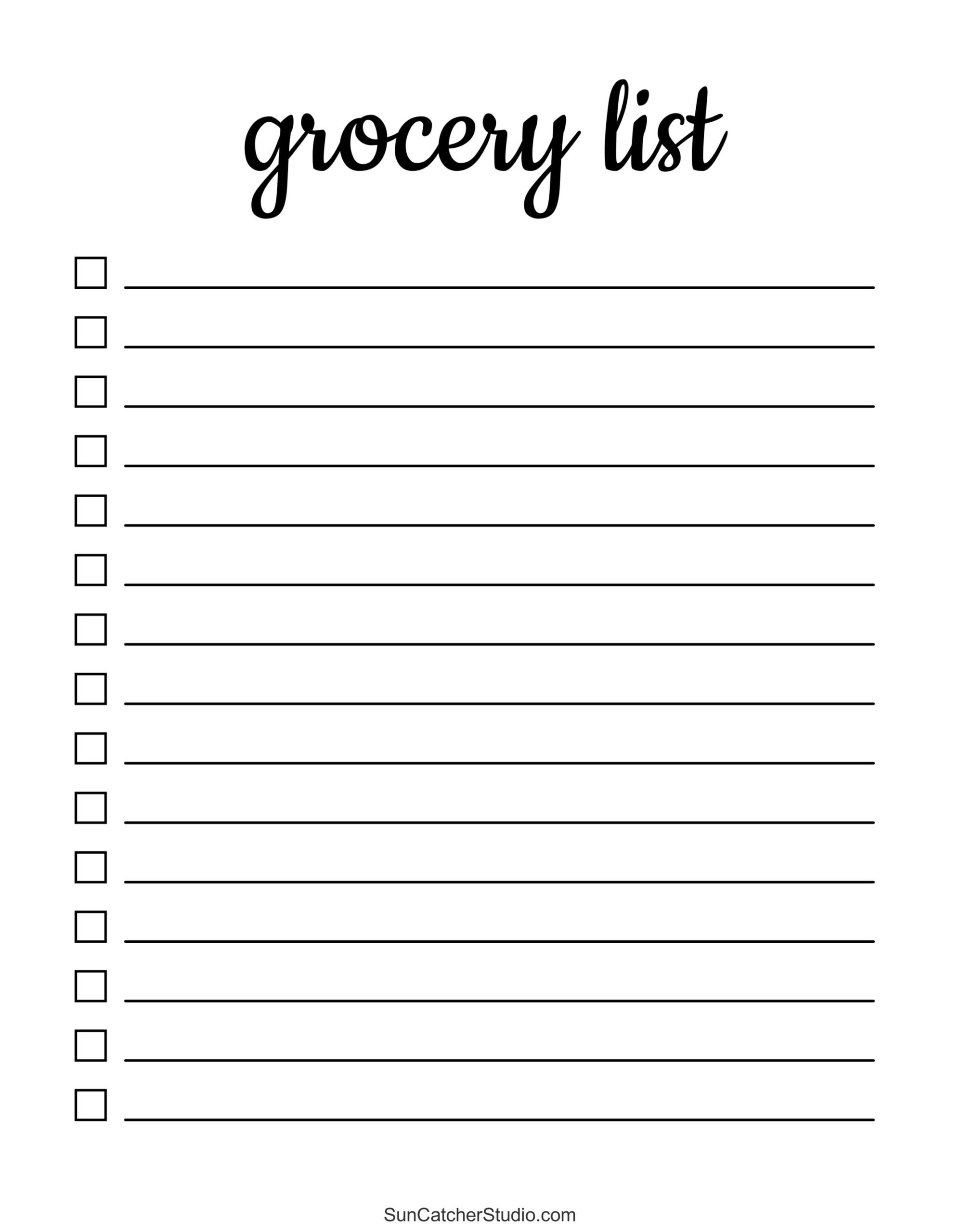 Printable Free Grocery Shopping List Template