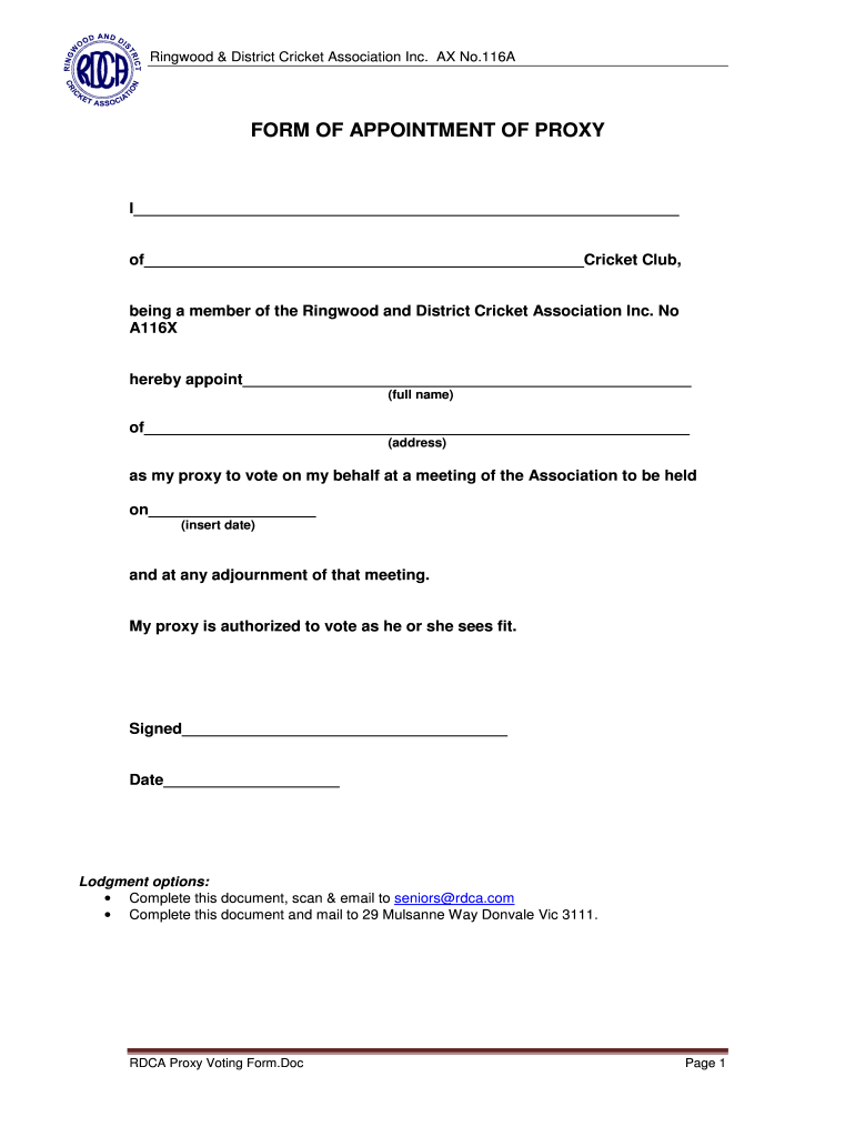 Printable Hoa Proxy Form Fill Online Printable Fillable Blank 