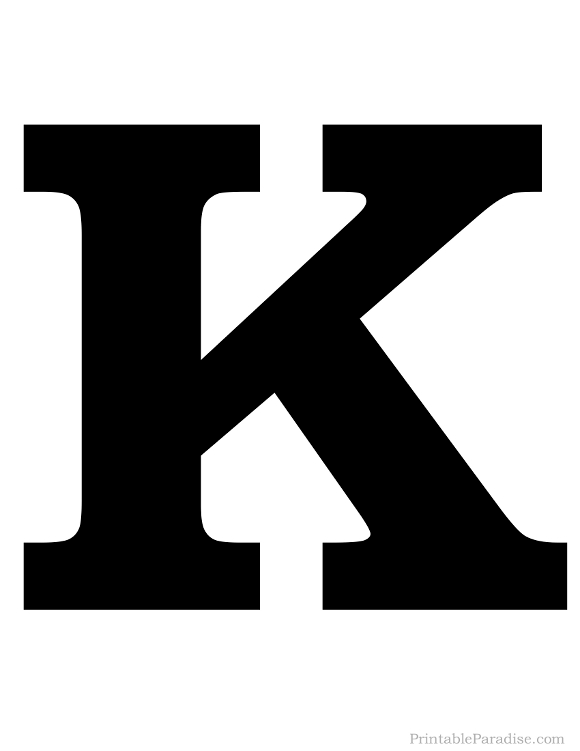 Printable Letter K Silhouette Print Solid Black Letter K