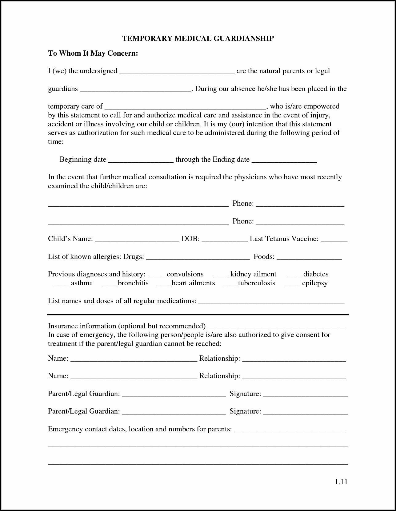 Printable Ohio Temp Guardianship Form Printable Forms Free Online