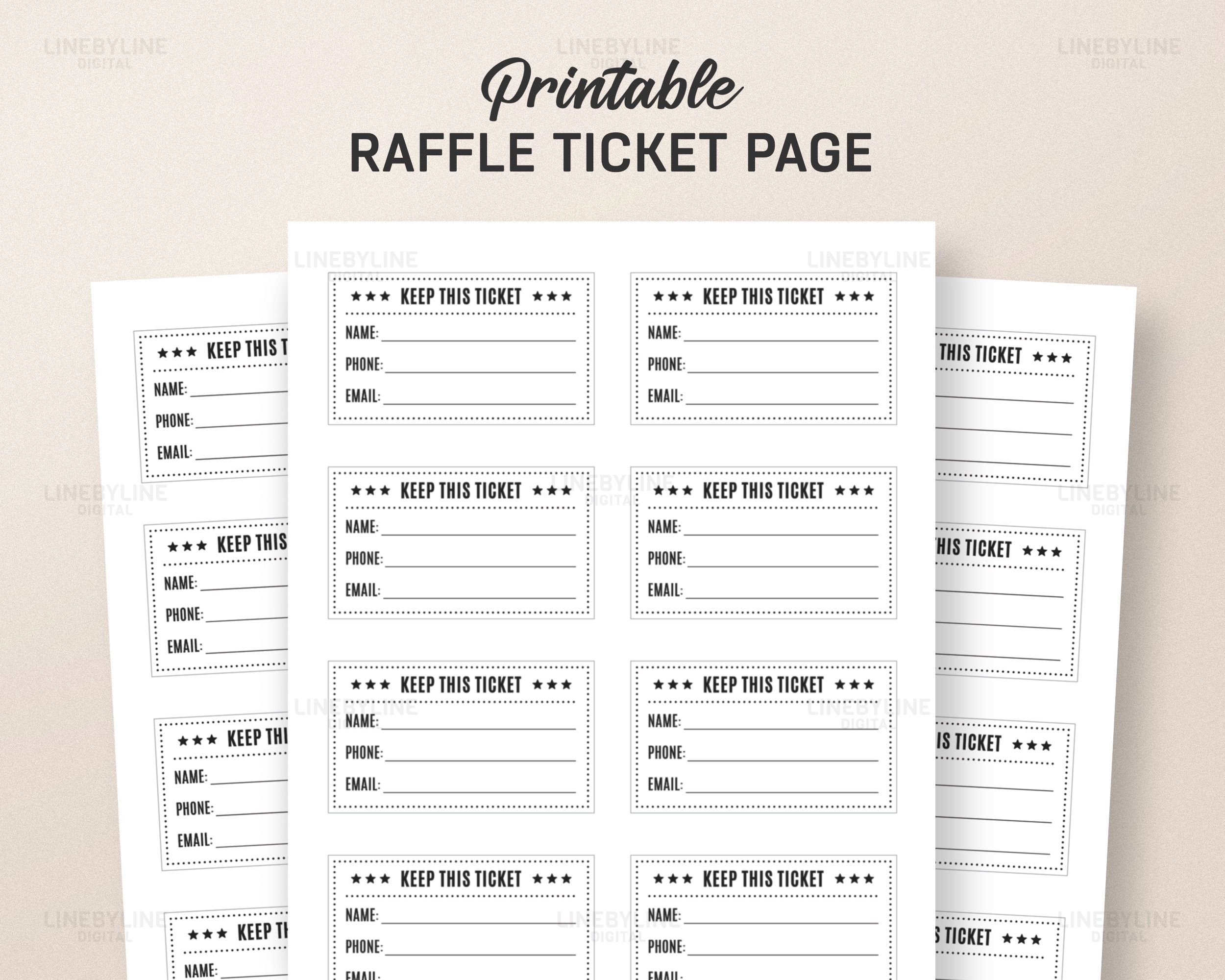 Printable Raffle Ticket Blank Raffle Ticket Raffle Ticket Template 
