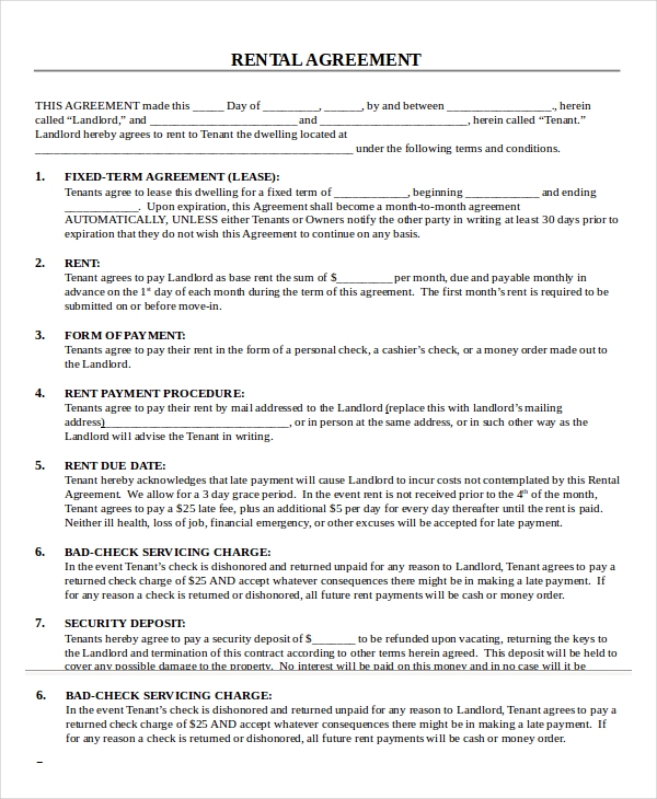 Printable Rental Agreement 22 Word PDF Documents Download Printable Rental Agreement 22 Word PDF Documents Download