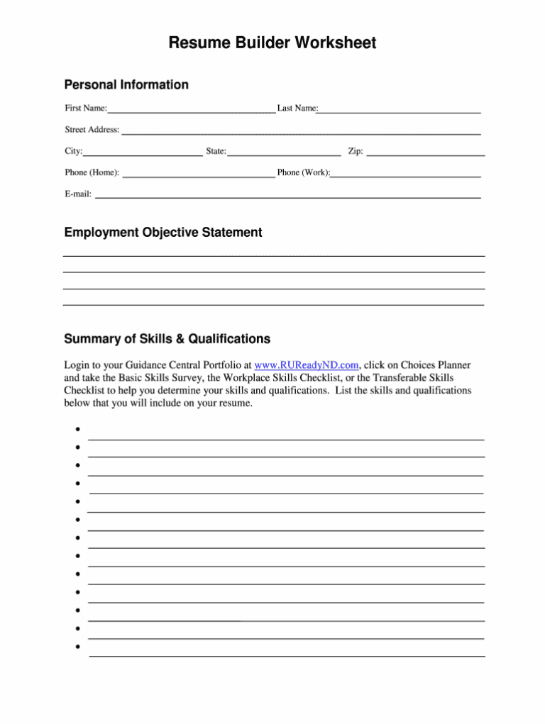 Printable Resumes Fill In The Blank Fill Online Printable Fillable 