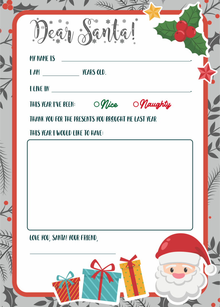 Printable Santa Letter Template Printable Free Templates