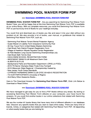 Printable Swimming Pool Waiver Template