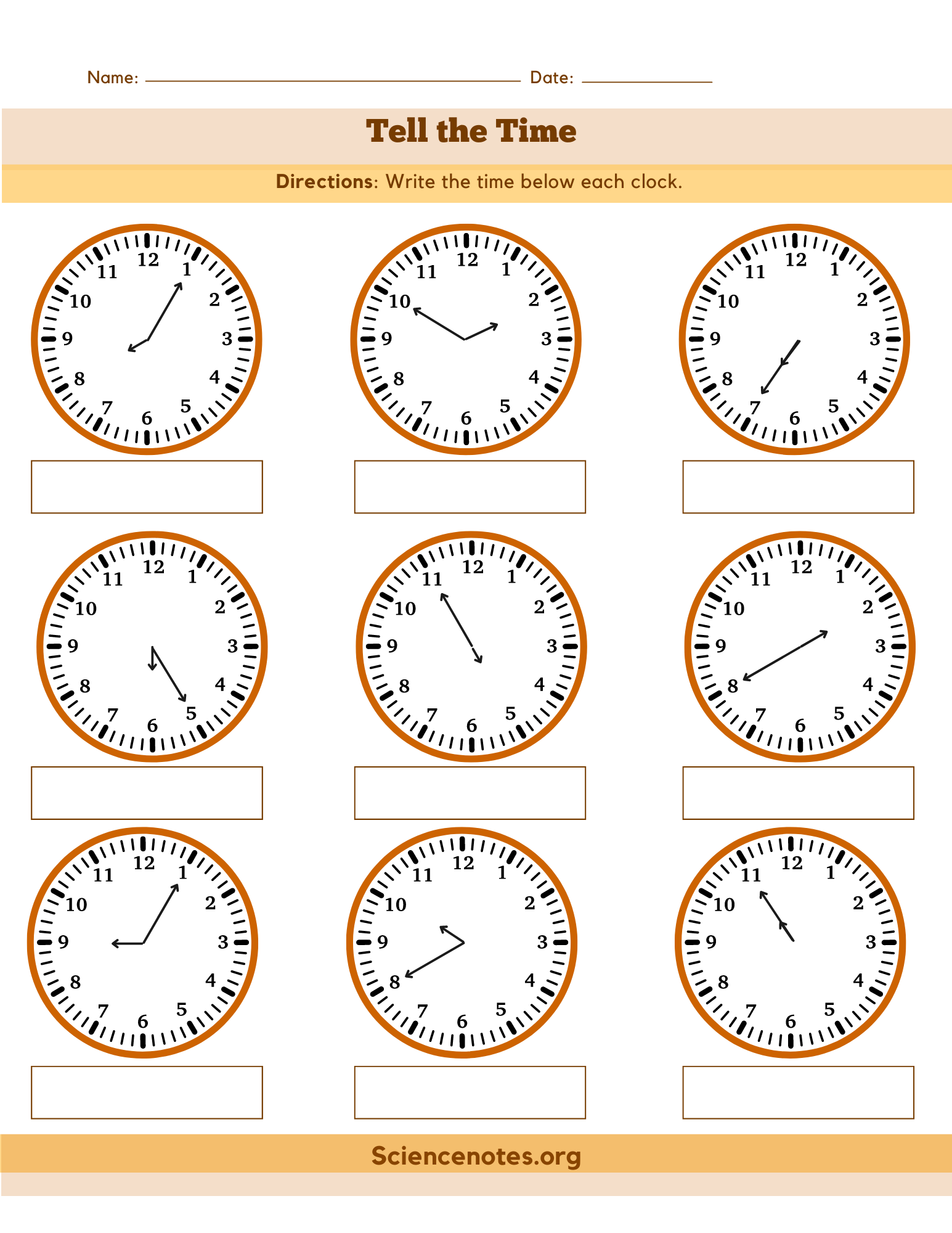 Printable Time Clock Worksheets