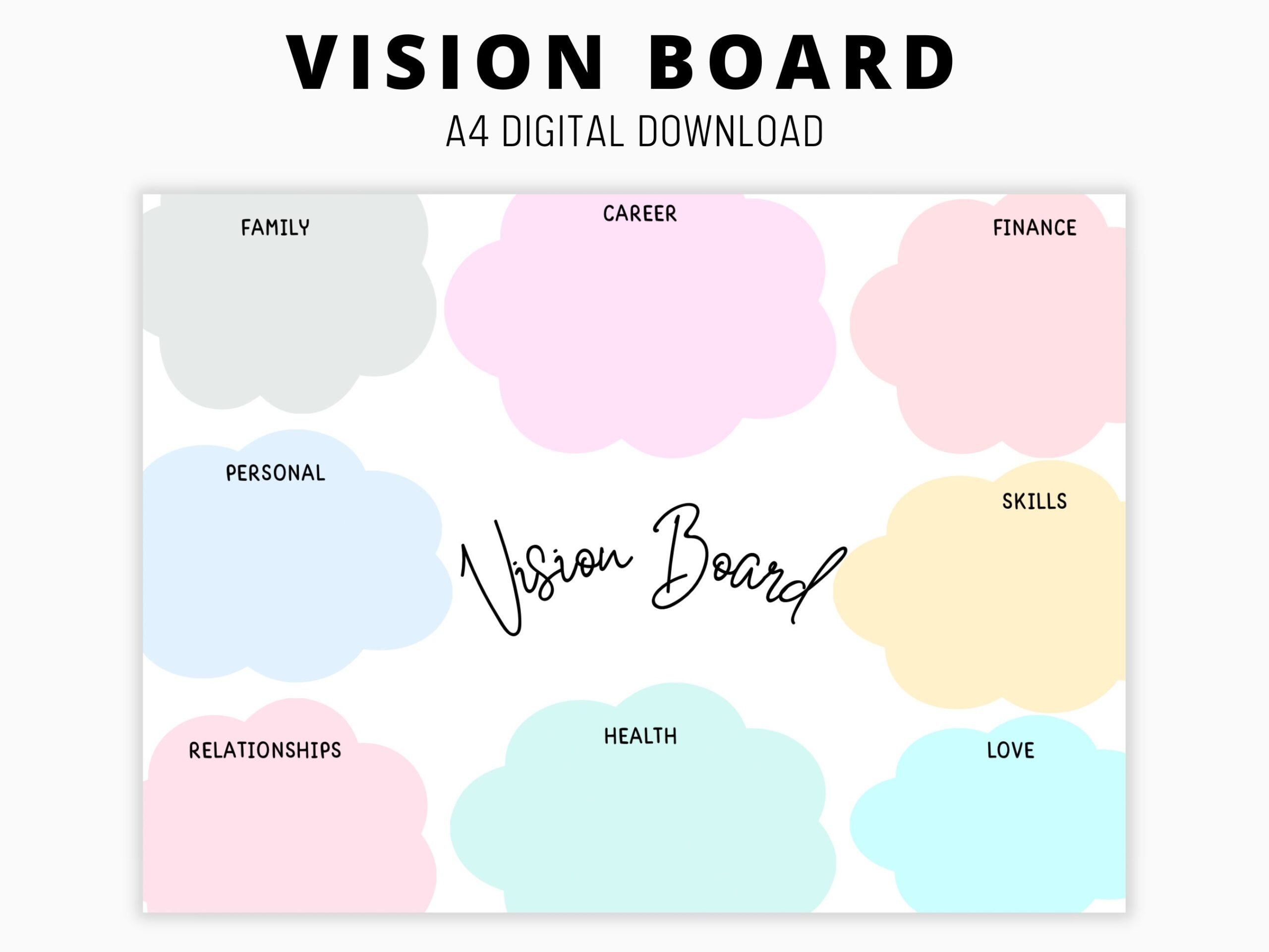 Printable Vision Board Vision Board Template 2023 Dream Life Etsy 