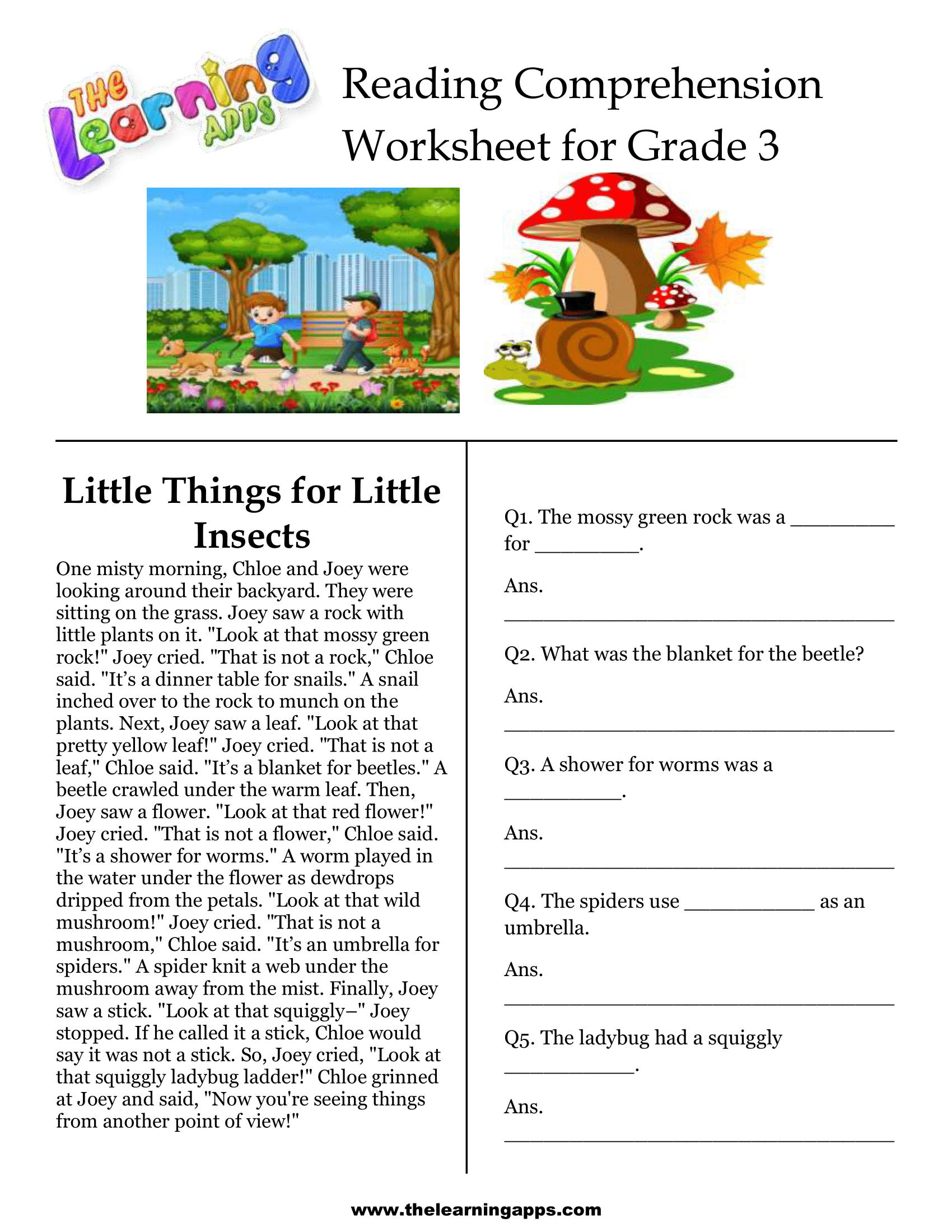 Reading Comprehension Worksheets For 3rd Grade
