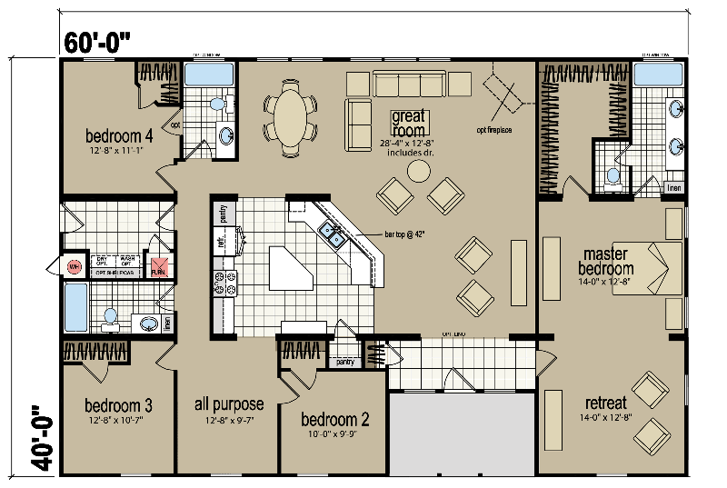 Redman Homes Mobile Manufactured Home Floor Plan